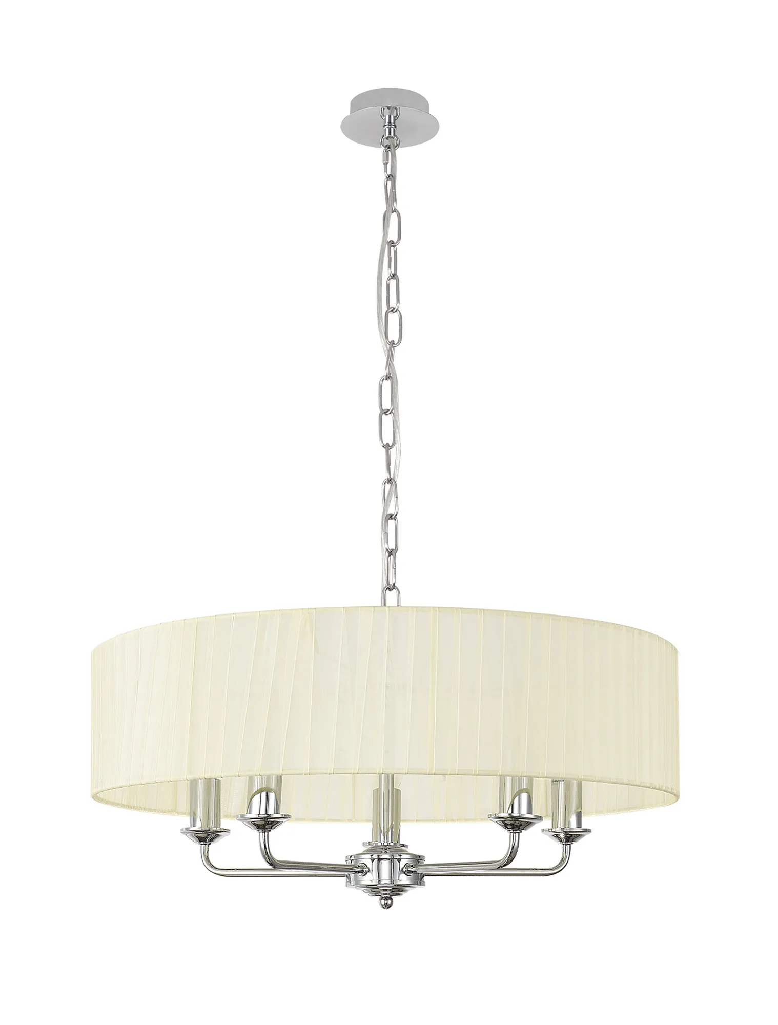 Banyan 45cm 3 Light Pendant Polished Chrome, Cream DK0858  Deco Banyan CH CR